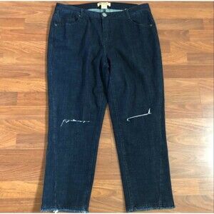 NWOT Democracy Plus Size 16W Dark Wash Distressed Raw Hem Crop Jeans​